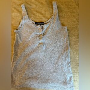 Brandy Melville Girls Heather Gray Cotton Tank Top with Snap Closure. Size M.